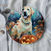 Halloween Labrador met pompoenen eng Ronde Button 6,0 Cm (In situ)