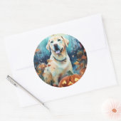 Halloween Labrador met pompoenen eng Ronde Sticker (Envelop)