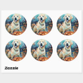Halloween Labrador met pompoenen eng Ronde Sticker (Vel)