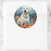 Halloween Labrador met pompoenen eng Ronde Sticker (Tas)