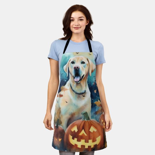 Halloween Labrador met pompoenen eng Schort (Gedragen)