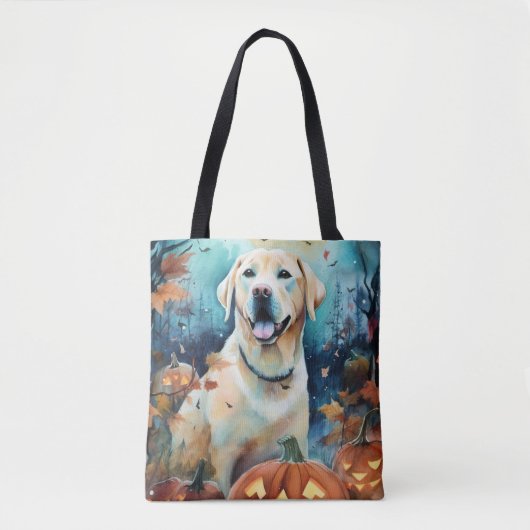Halloween Labrador met pompoenen eng Tote Bag (Voorkant)