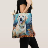 Halloween Labrador met pompoenen eng Tote Bag (Dichtbij)