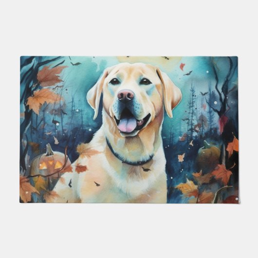 Halloween Labrador Met Pompoenen Griezelen Deurmat (Voorkant)