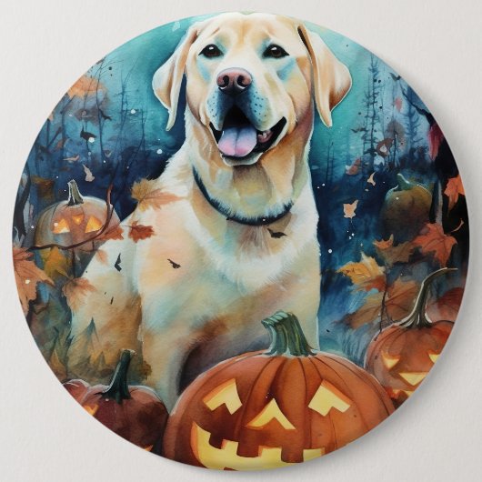 Halloween Labrador Met Pompoenen Schattig Ronde Button 6,0 Cm (Voorkant)