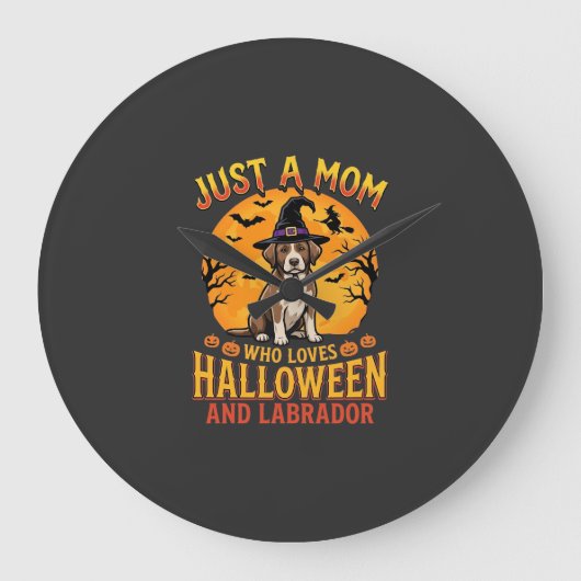 Halloween Labrador Moeder Heks Hond Ontwerp_1 Grote Klok (Voorkant)