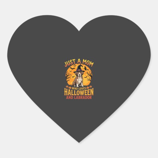 Halloween Labrador Moeder Heks Hond Ontwerp_1 Hart Sticker (Voorkant)