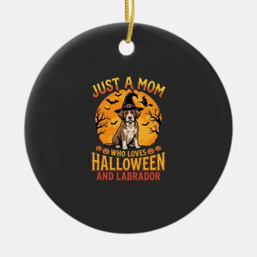 Halloween Labrador Moeder Heks Hond Ontwerp_1 Keramisch Ornament (Voorkant)