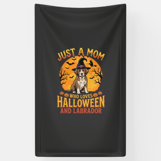 Halloween Labrador Moeder Heks Hond Ontwerp_1 Spandoek (Verticaal)