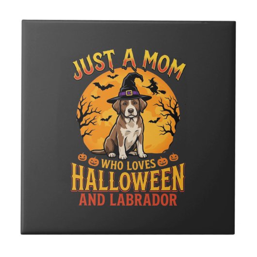 Halloween Labrador Moeder Heks Hond Ontwerp_1 Tegeltje (Voorkant)