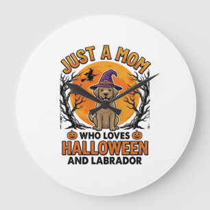 Halloween Labrador Moeder Vintage Hond Design_1 Grote Klok