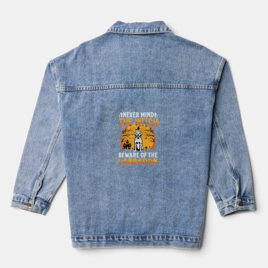 Halloween Labrador Pas op voor de Hond Denim Jacket (Achterkant)