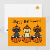 Halloween Labrador-Puppies en pompoenen Briefkaart (Voorkant / Achterkant)