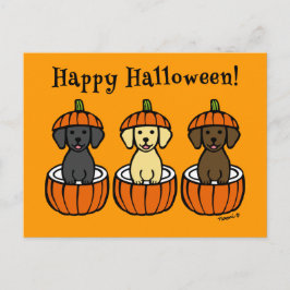 Halloween Labrador-Puppies en pompoenen Briefkaart