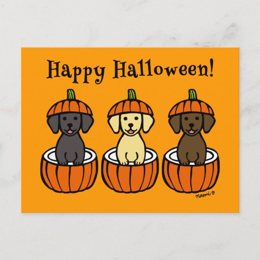 Halloween Labrador-Puppies en pompoenen Briefkaart (Voorkant)