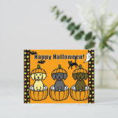 Halloween Labrador-Puppies en pompoenen Briefkaart (Staand voorkant)