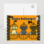 Halloween Labrador-Puppies en pompoenen Briefkaart (Voorkant / Achterkant)