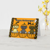 Halloween Labrador-Puppies en pompoenen Kaart (Gele Bloem)