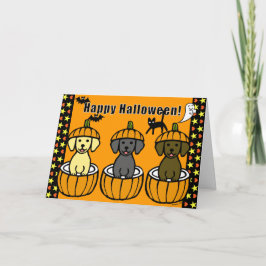 Halloween Labrador-Puppies en pompoenen Kaart