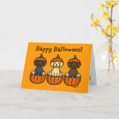 Halloween Labrador-Puppies en pompoenen Kaart (Gele Bloem)
