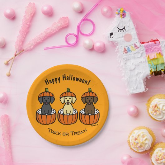 Halloween Labrador-Puppies en pompoenen Papieren Bordje (Feest)