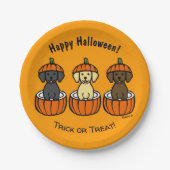 Halloween Labrador-Puppies en pompoenen Papieren Bordje (Voorkant)