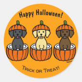 Halloween Labrador-Puppies en pompoenen Ronde Sticker (Voorkant)
