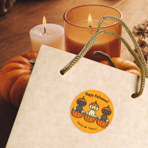 Halloween Labrador-Puppies en pompoenen Ronde Sticker