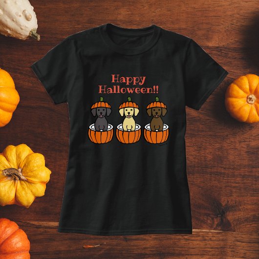 Halloween Labrador-Puppies en pompoenen T-shirt