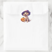 Halloween Labrador Puppy Met Jack O Lantern 🐶 Ronde Sticker (Tas)