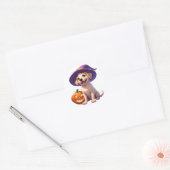 Halloween Labrador Puppy Met Jack O Lantern 🐶 Ronde Sticker (Envelop)