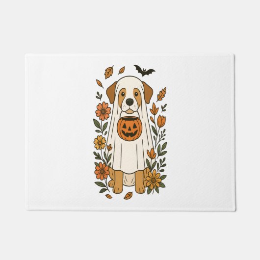 Halloween Labrador Retriever Bloemen Deurmat (Voorkant)