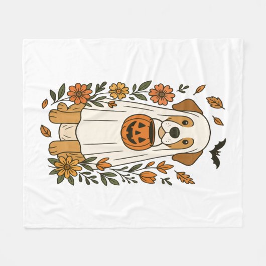 Halloween Labrador Retriever Bloemen Fleece Deken (Voorkant (Horizontaal))