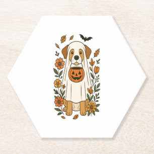 Halloween Labrador Retriever Bloemen Kartonnen Onderzetters