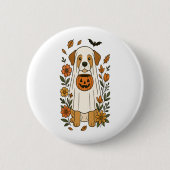 Halloween Labrador Retriever Bloemen Ronde Button 5,7 Cm (Voorkant)