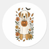 Halloween Labrador Retriever Bloemen Ronde Sticker (Voorkant)