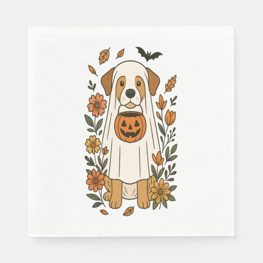 Halloween Labrador Retriever Bloemen Servet (Voorkant)
