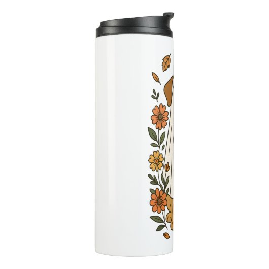 Halloween Labrador Retriever Bloemen Thermosbeker (Gedraaid links)