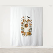 Halloween Labrador Retriever Bloemen Wandkleed (Voorkant)