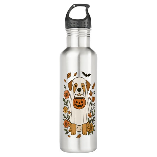 Halloween Labrador Retriever Bloemen Waterfles (Voorkant)