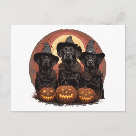 Halloween Labrador Retriever Honden Heksenhonden P Briefkaart (Voorkant)