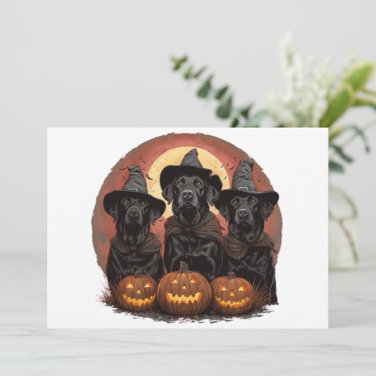 Halloween Labrador Retriever Honden Heksenhonden P Kaart (Staand voorkant)