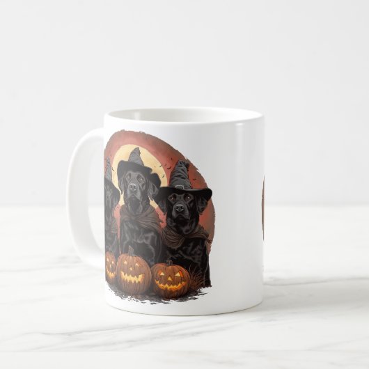 Halloween Labrador Retriever Honden Heksenhonden P Koffiemok (Voorkant links)