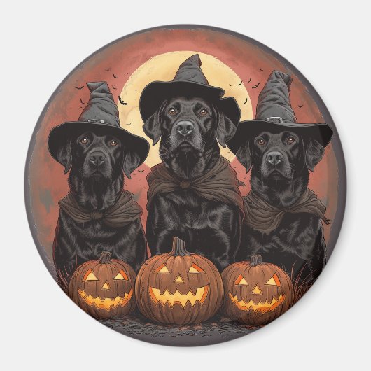 Halloween Labrador Retriever Honden Heksenhonden P Magneet (Voorkant)