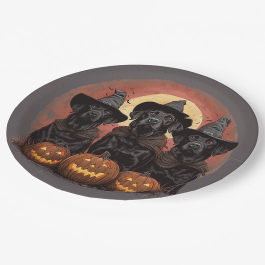 Halloween Labrador Retriever Honden Heksenhonden P Papieren Bordje (Gekanteld)