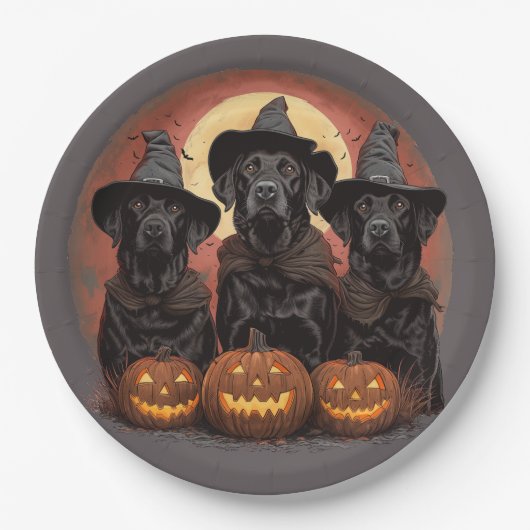 Halloween Labrador Retriever Honden Heksenhonden P Papieren Bordje (Voorkant)