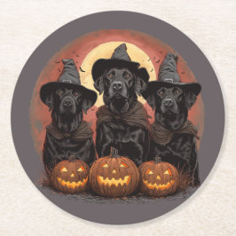 Halloween Labrador Retriever Honden Heksenhonden P Ronde Kartonnen Onderzetter