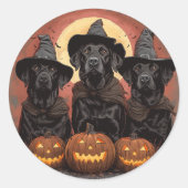 Halloween Labrador Retriever Honden Heksenhonden P Ronde Sticker (Voorkant)