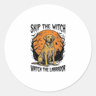 Halloween Labrador Shirt met Griezeldige Hond Waar Ronde Sticker