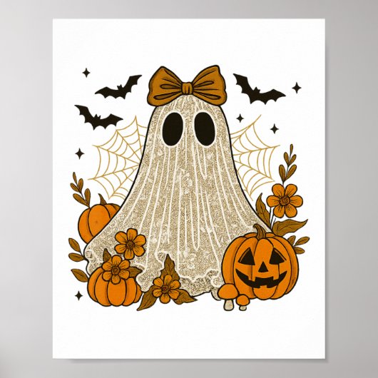 Halloween Lace Ghost Coquette Bloem Bow Bloemen Sp Poster (Voorkant)